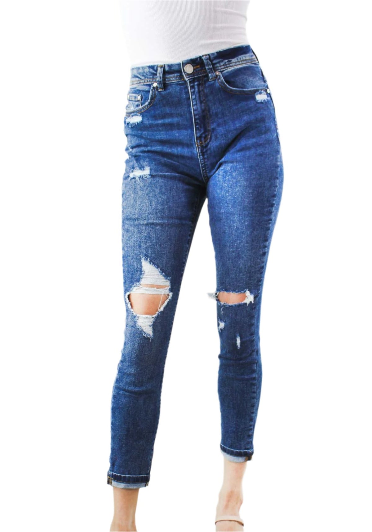 Women's High Waist Distressed Skinny Jeans