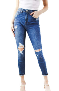 Women's High Waist Distressed Skinny Jeans