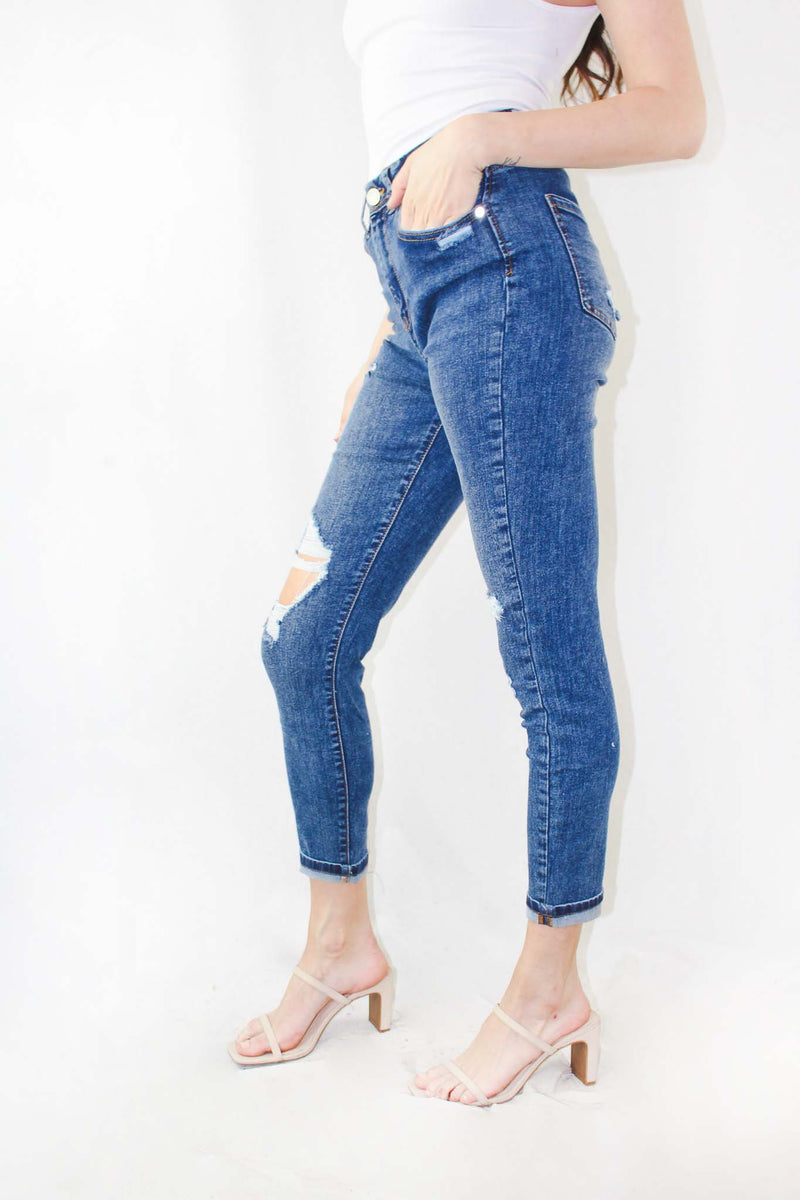 Women's High Waist Distressed Skinny Jeans