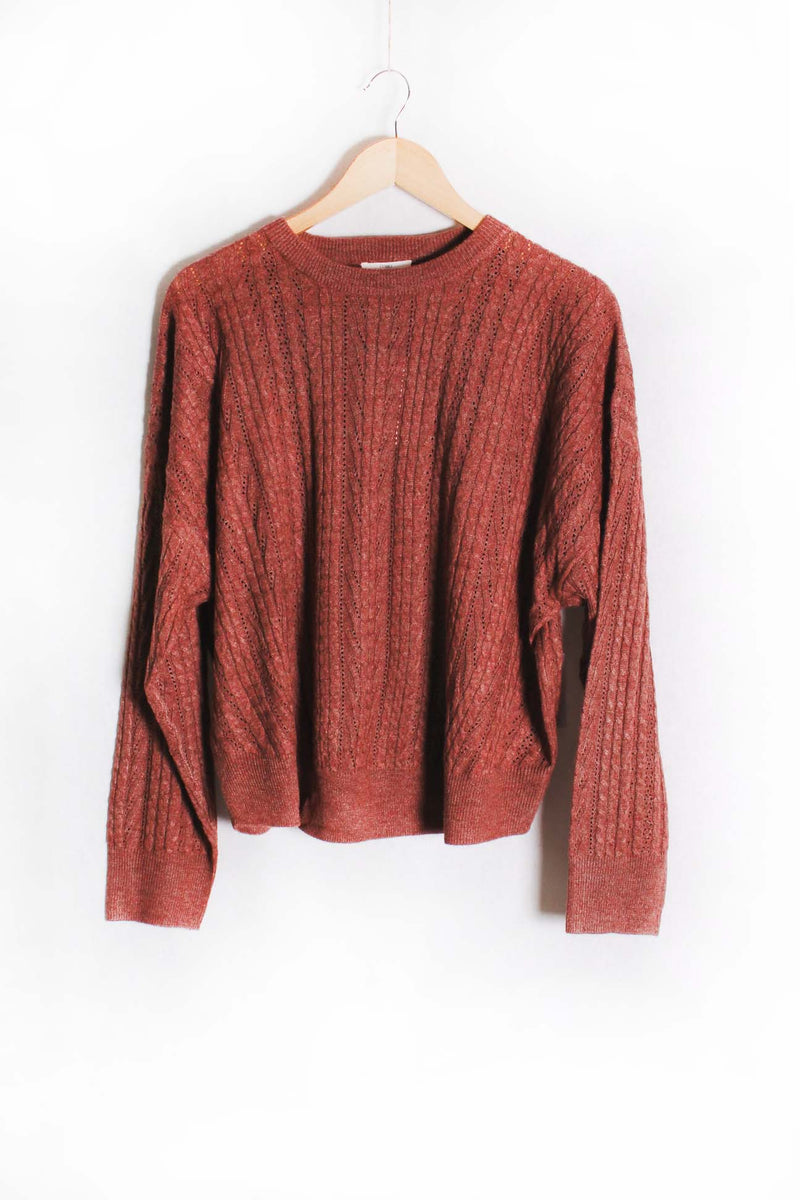 Women's Long Sleeve Crewneck Ribbed Knit Sweater