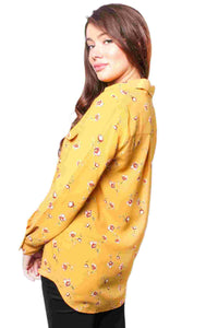 Women's Long Sleeve Floral Button Down Pocket Top