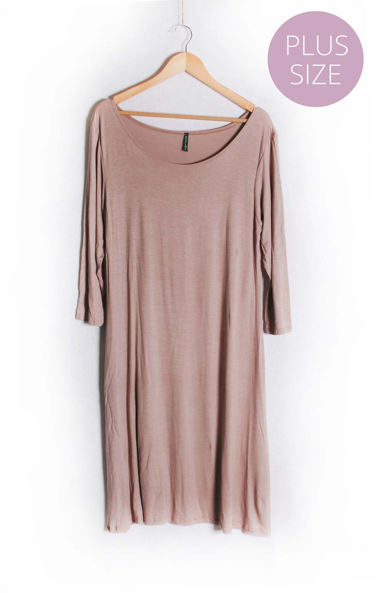 Women's Plus Long Sleeve Scoop Neck Mini Dress