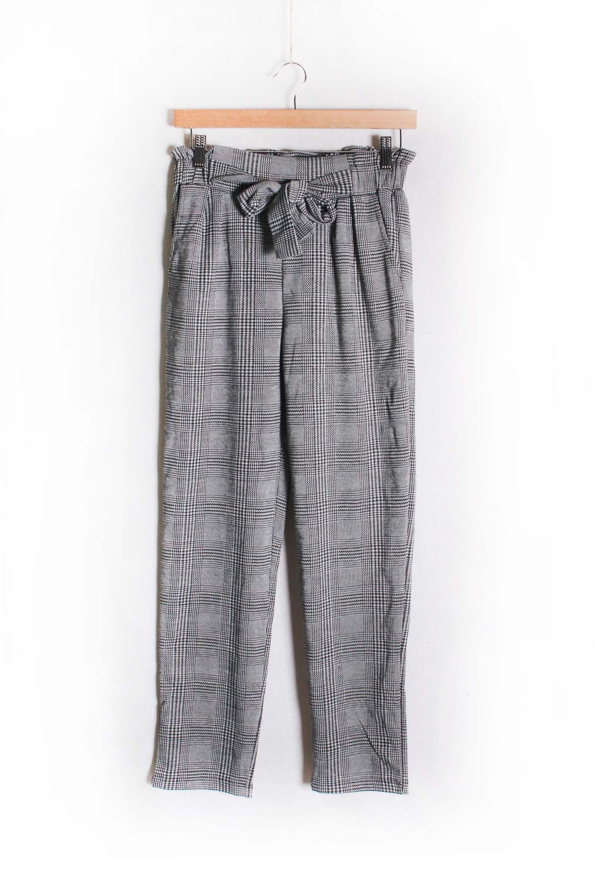 Women's High Waist Pocketed Plaid Pants