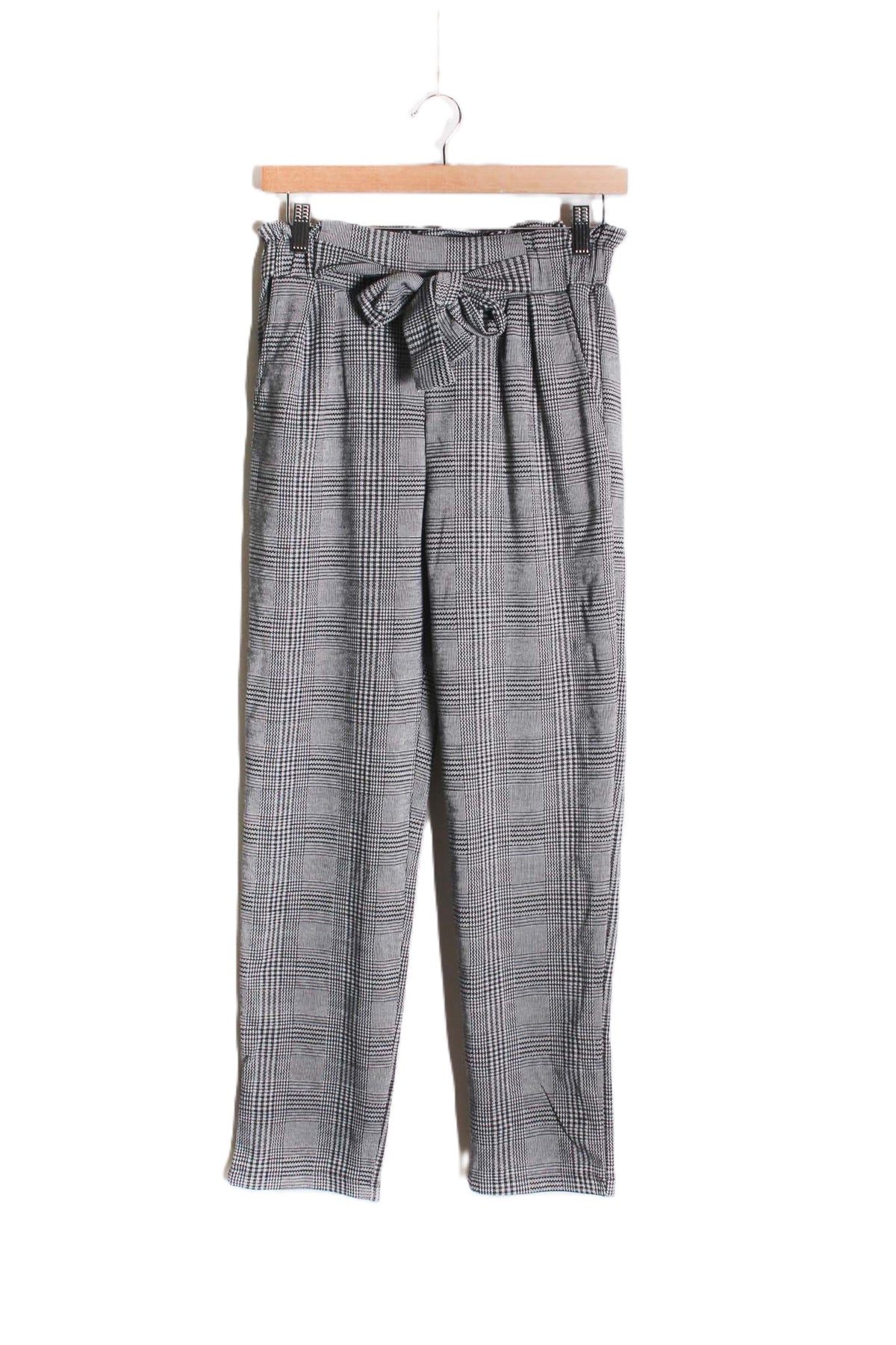 Women's High Waist Pocketed Plaid Pants