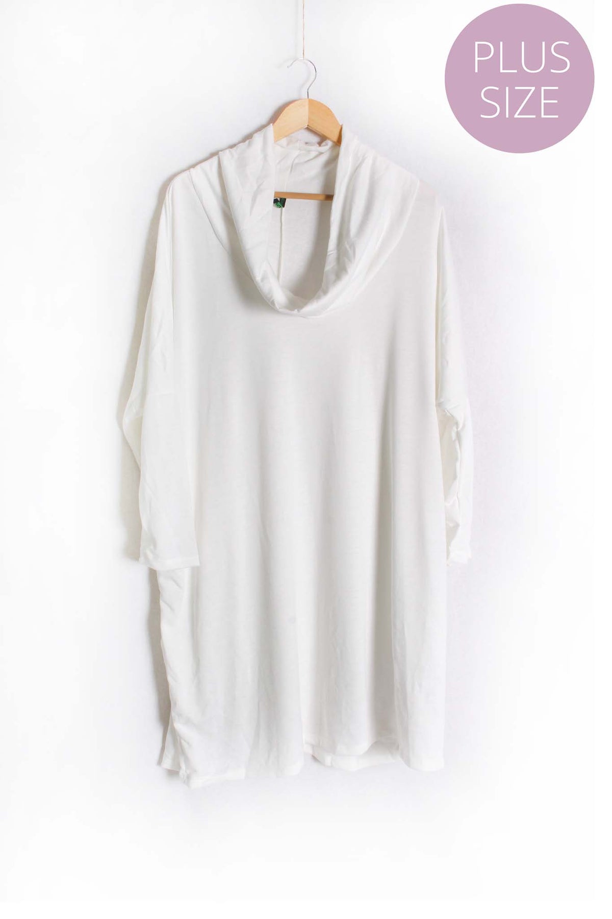 Women's Plus Long Sleeve Cowl Neck Mini Dress