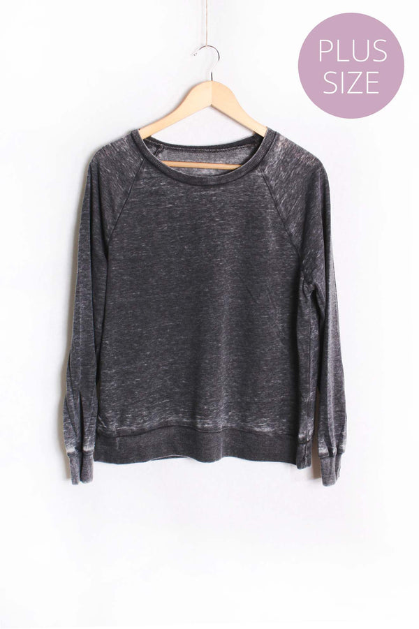 Women's Plus Long Sleeve Rib Cuff & Hem Sweatshirt