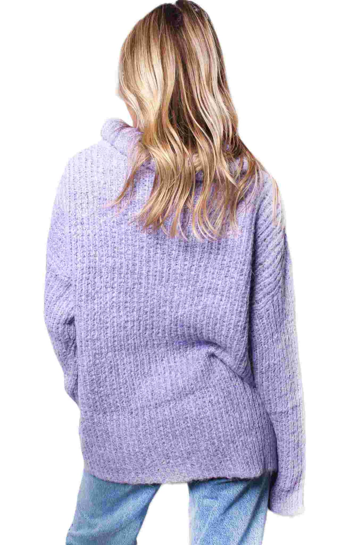 Women's Turtleneck Long Sleeves Ribbed Knit Sweater