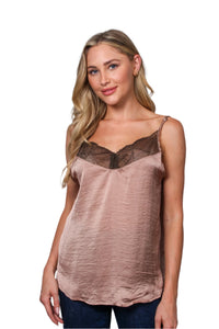 Women's Sleeveless Strappy Lace Detail Tank Top