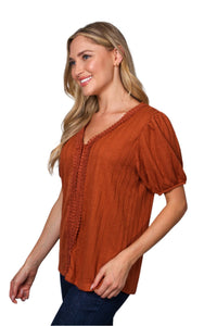 Women's Short Sleeve Lace Knitted Top