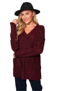 Women's Long Sleeve V Neck Knit Sweater