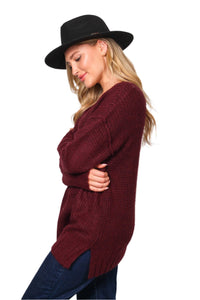 Women's Long Sleeve V Neck Knit Sweater