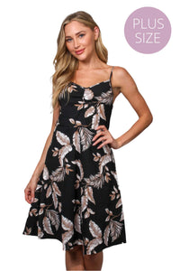 Women's Plus Sleeveless Spaghetti Strap Floral Mini Dress