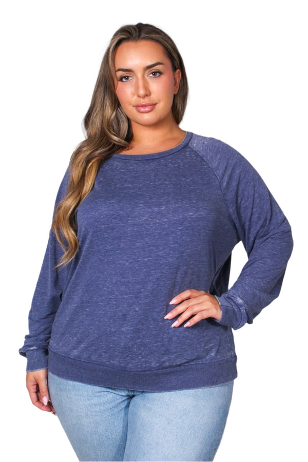 Women's Plus Long Sleeve Rib Cuff & Hem Sweatshirt
