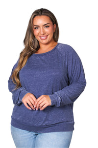 Women's Plus Long Sleeve Rib Cuff & Hem Sweatshirt