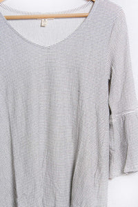 Women's Bell Sleeve V Neck Striped Top