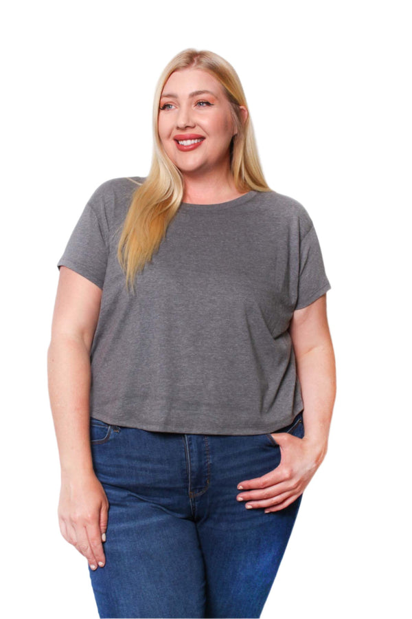 Women's Plus Short Sleeve Scoop Neck Solid Top