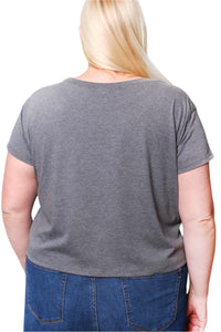 Women's Plus Short Sleeve Scoop Neck Solid Top