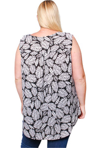 Women's Plus Sleeveless V Neck Floral Top