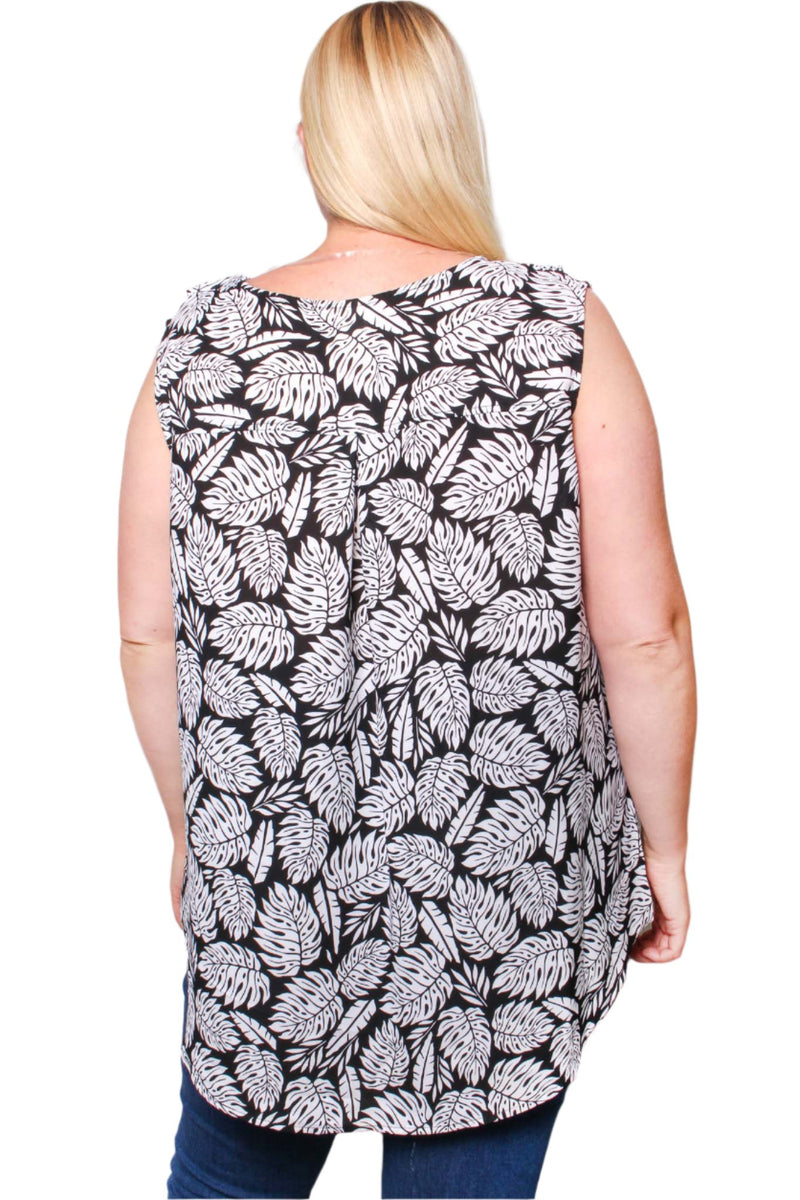 Women's Plus Sleeveless V Neck Floral Top