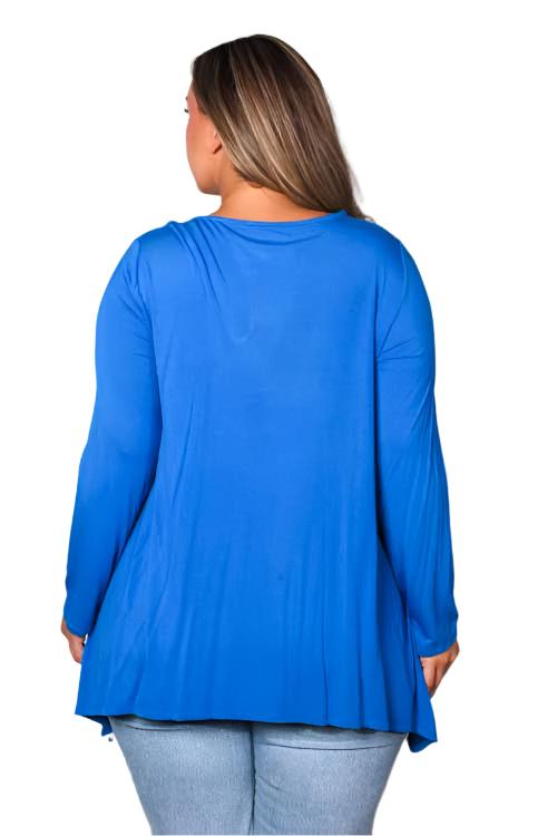 Women's Long Sleeves Round Neck Key Hole With Crochet Detail Top