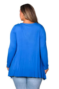 Women's Long Sleeves Round Neck Key Hole With Crochet Detail Top