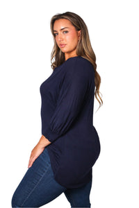 Women's Plus Dolman Sleeve V Neck Hi Low Hem Top
