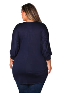 Women's Plus Dolman Sleeve V Neck Hi Low Hem Top
