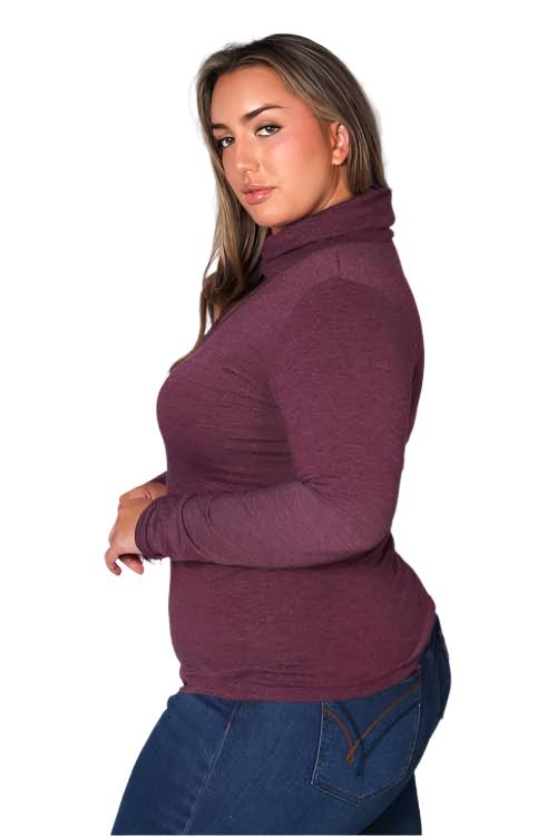 Women's Plus Long Sleeve Turtleneck Cut Out Top