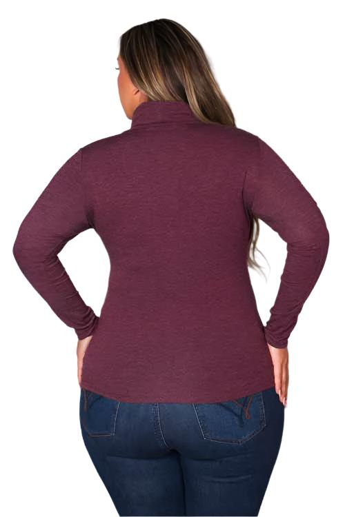 Women's Plus Long Sleeve Turtleneck Cut Out Top