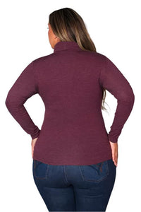 Women's Plus Long Sleeve Turtleneck Cut Out Top