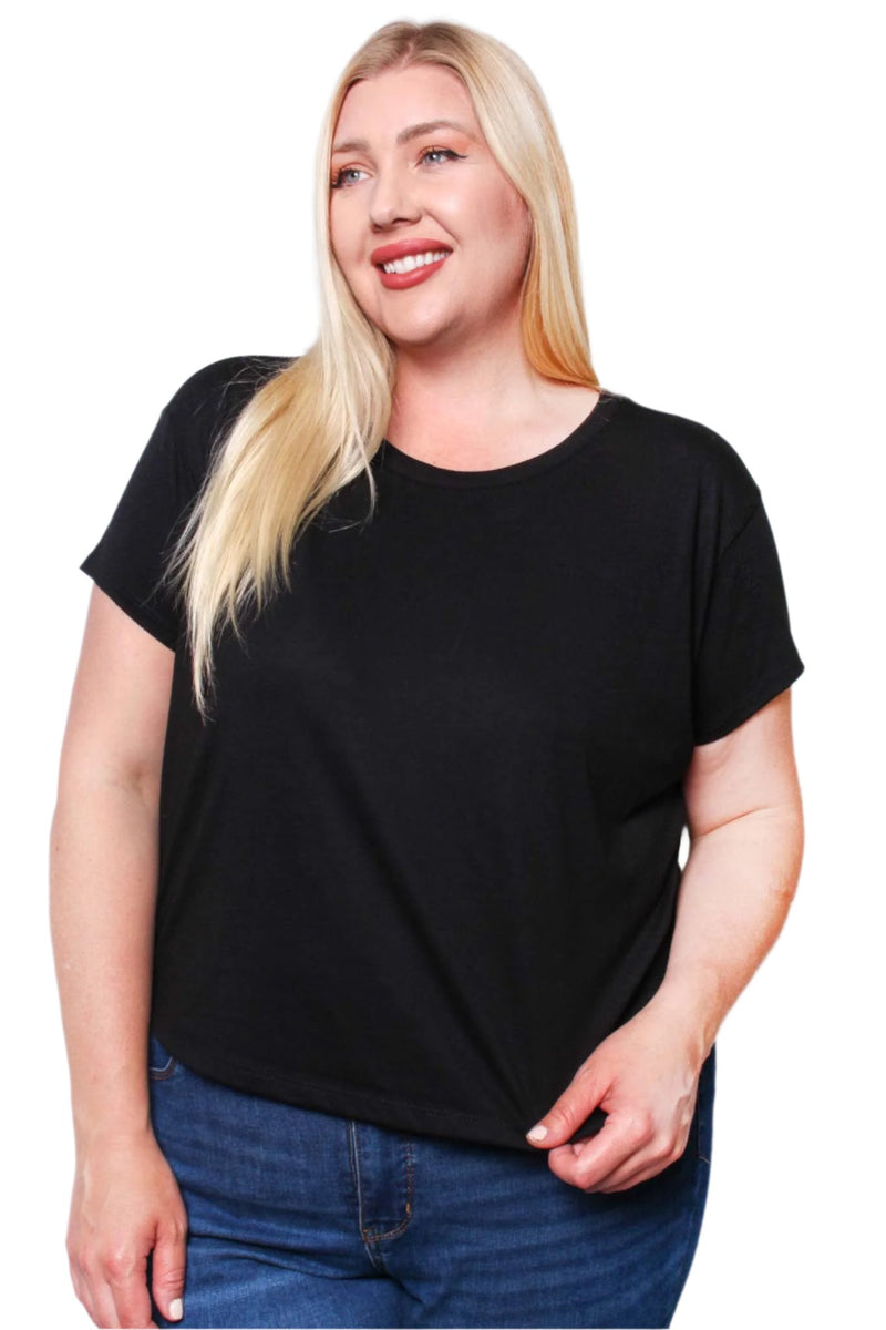 Women's Plus Short Sleeve Crew Neck Crop Top