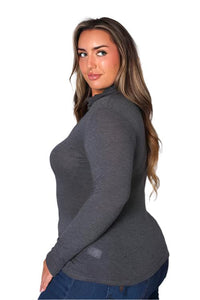 Women's Plus Long Sleeve Turtleneck Cut Out Top