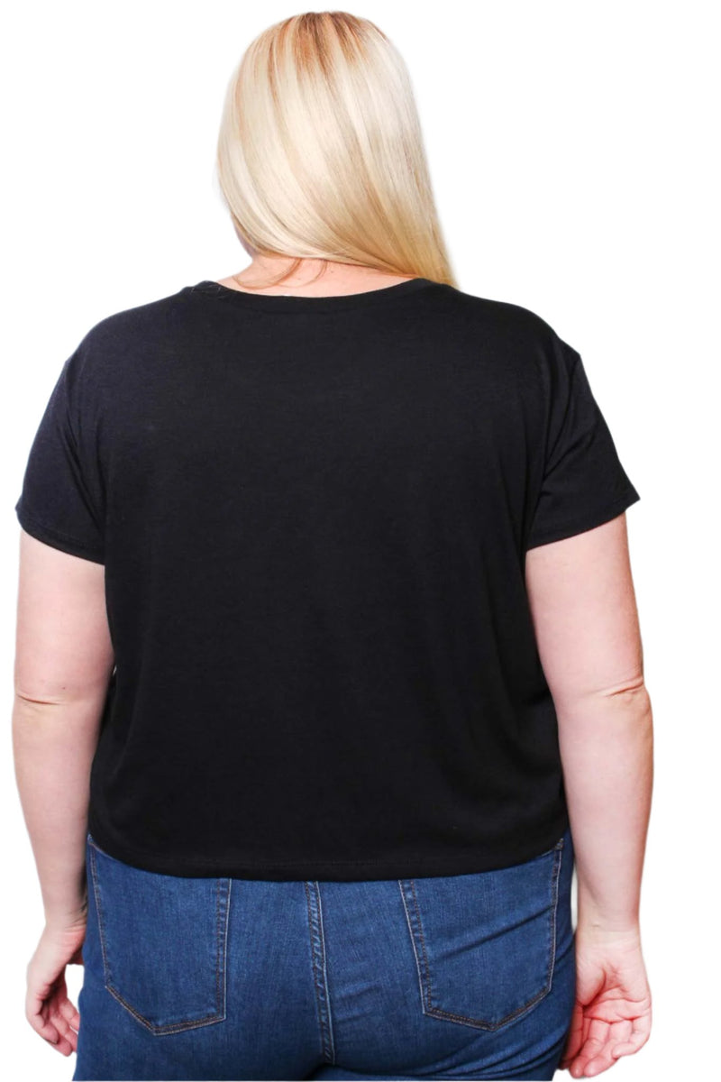 Women's Plus Short Sleeve Crew Neck Crop Top