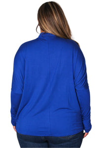 Women's Plus Dolman Sleeve High Neck Cut Out Top