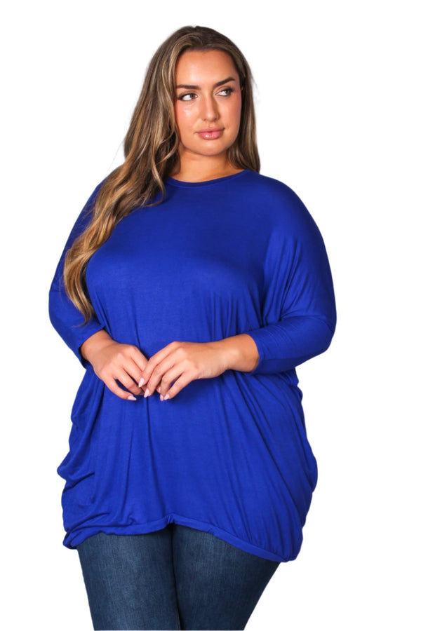 Women's Plus Half Sleeve Round Neck Solid Top