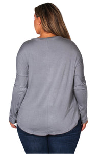 Women's Plus Dolman Sleeve V Neck Solid Top