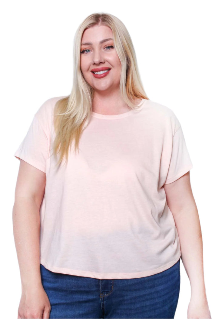 Women's Plus Short Sleeve Crew Neck Crop Top