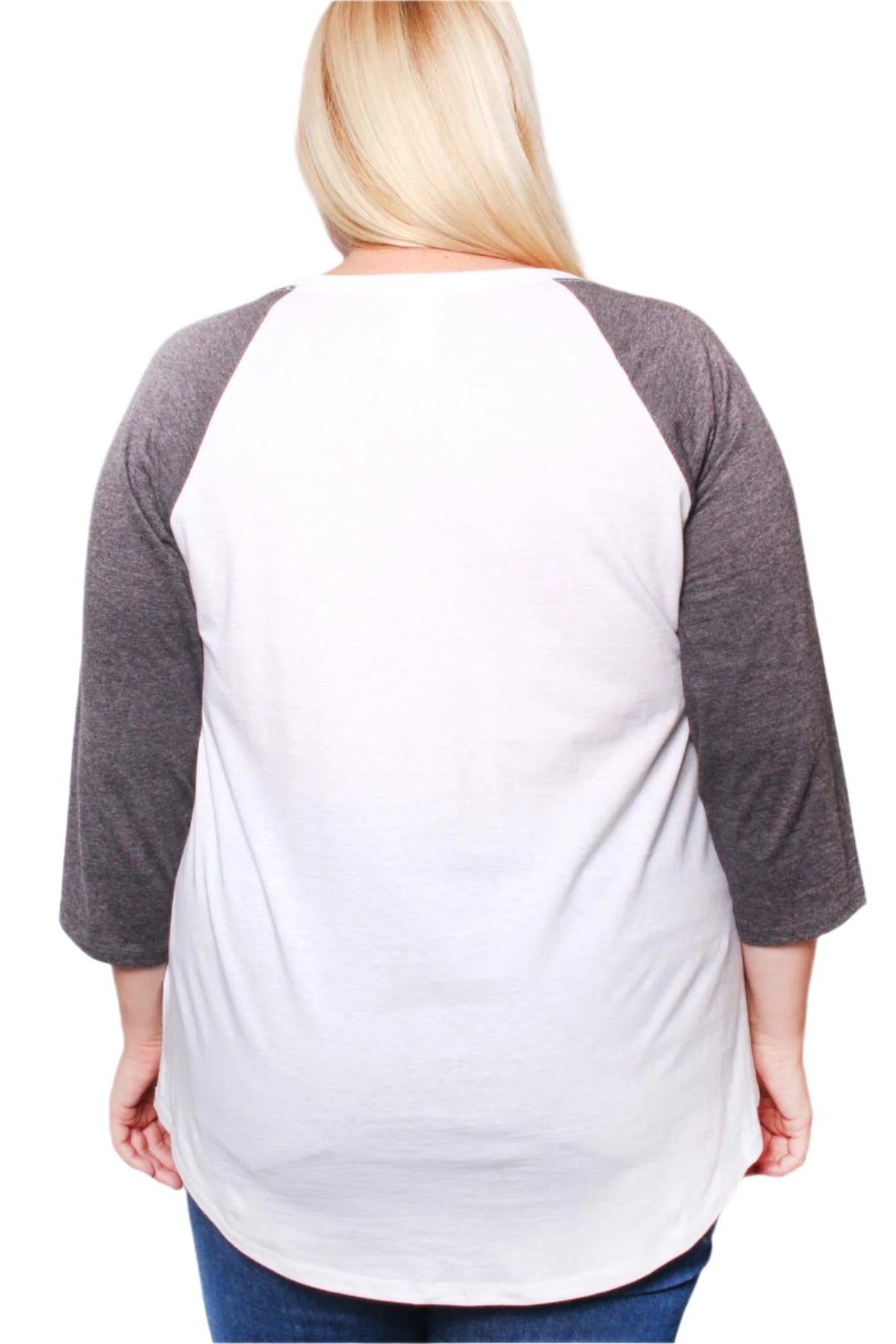 Women's Plus 3/4 Sleeve Scoop Neck Raglan Tee