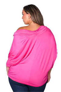 Women's Plus Long Sleeve Cowl Neck Solid Top