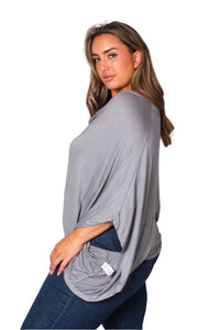 Women's Plus Cape Sleeve Cowl Neck Solid Top