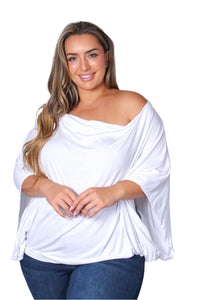 Women's Plus Cape Sleeve Cowl Neck Solid Top