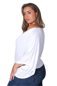 Women's Plus Cape Sleeve Cowl Neck Solid Top