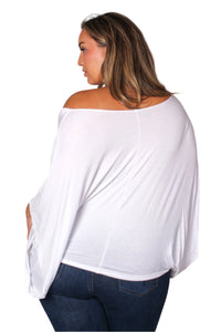 Women's Plus Cape Sleeve Cowl Neck Solid Top