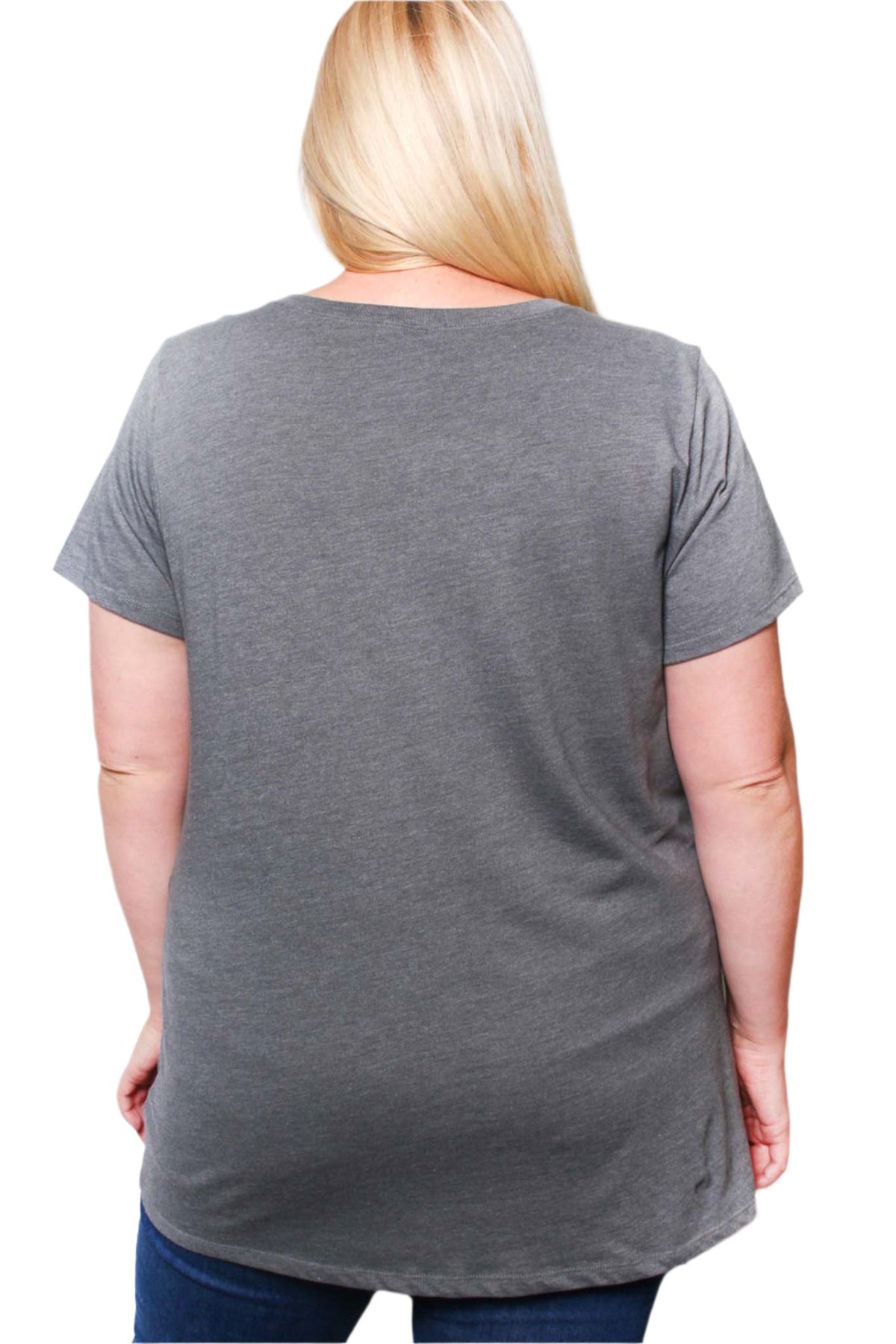 Women's Plus Short Sleeve Crew Neck Solid Tee
