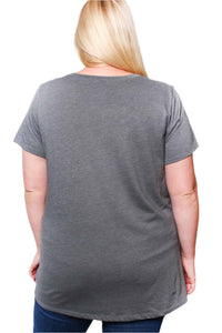 Women's Plus Short Sleeve Crew Neck Solid Tee