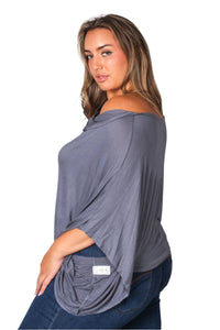 Women's Plus Cape Sleeve Cowl Neck Solid Top