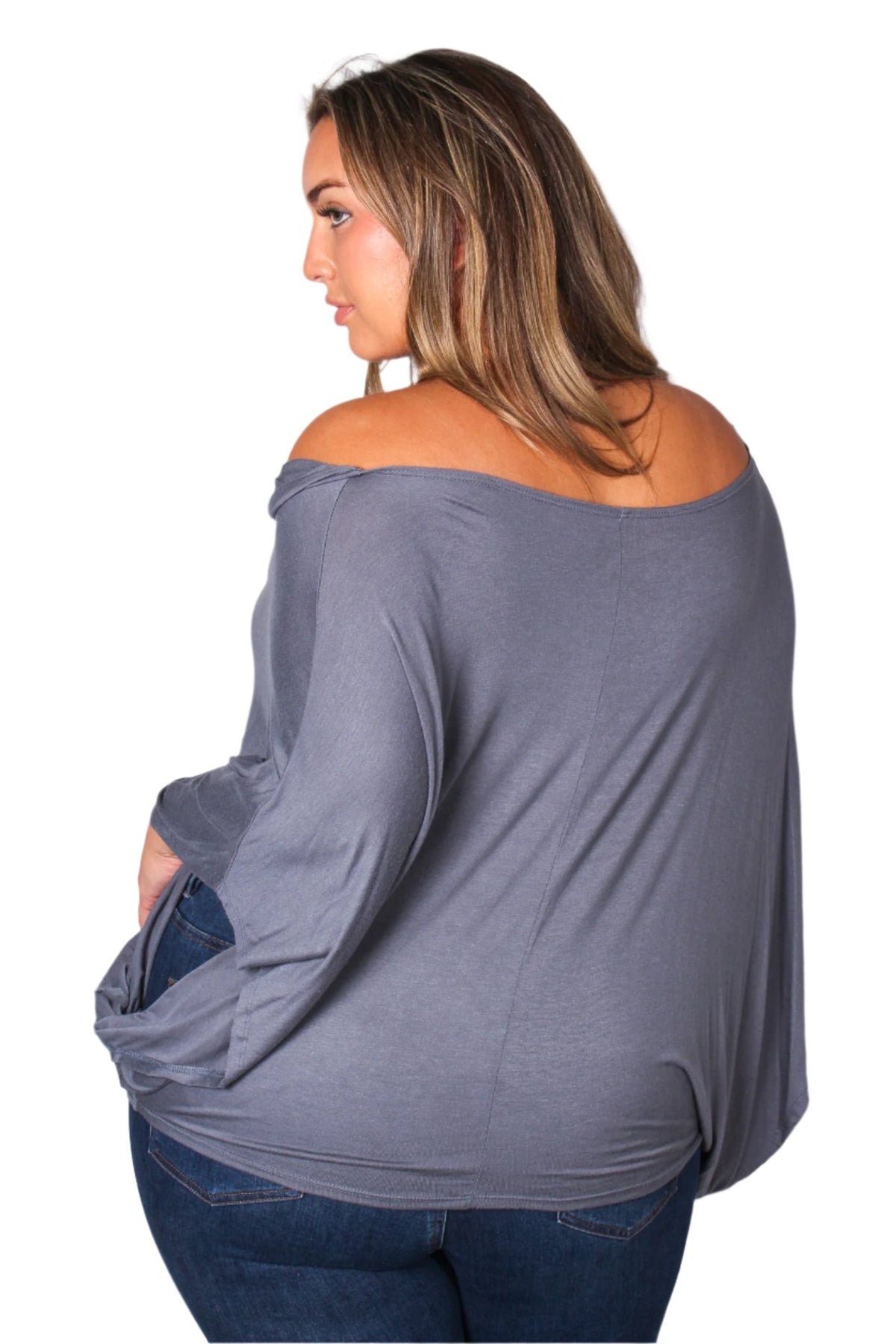 Women's Plus Cape Sleeve Cowl Neck Solid Top
