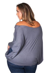 Women's Plus Cape Sleeve Cowl Neck Solid Top