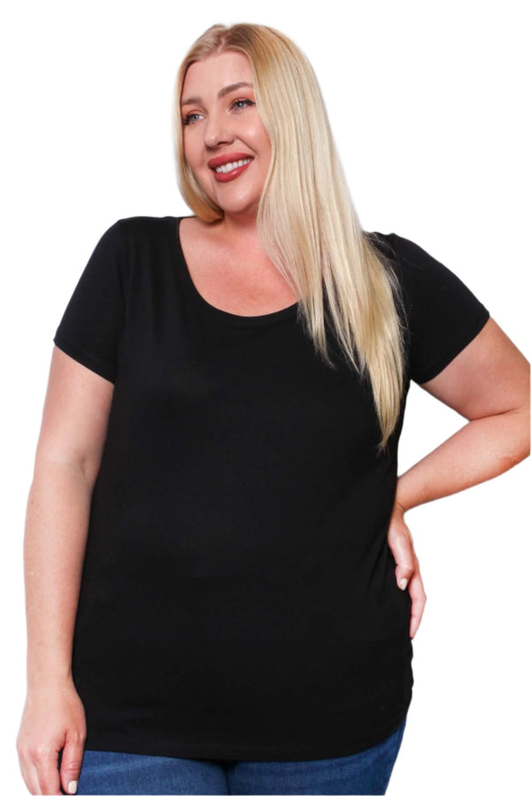 Women's Plus Short Sleeve Scoop Neck Solid Tee