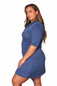 Women's Plus Half Sleeve Cowl Neck Mini Dress